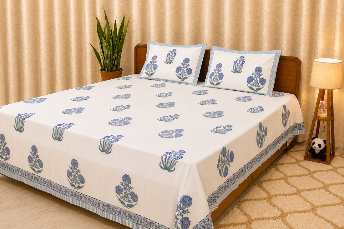 Neel Bageecha Percale Cotton Bedsheet